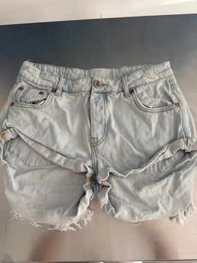 One Teaspoon Light Blue Distressed Denim Shorts